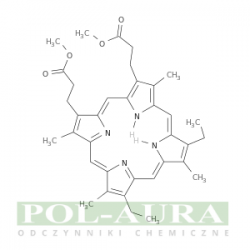 21H,23H-Porphine-2,18-dipropanoic acid, 7,12-diethyl-3,8,13,17-tetramethyl-, 2,18-dimethyl ester [1263-63-4]