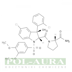 2-Pyrrolidinecarboxamide, 1-[[(2R,3S)-5-chloro-3-(2-chlorophenyl)-1-[(3,4-dimethoxyphenyl)sulfonyl]-2,3-dihydro-3-hydroxy-1H-indol-2-yl]carbonyl]-, (2