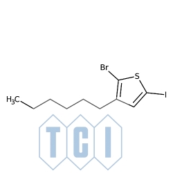 2-bromo-3-heksylo-5-jodotiofen (stabilizowany chipem miedzianym) 97.0% [160096-76-4]